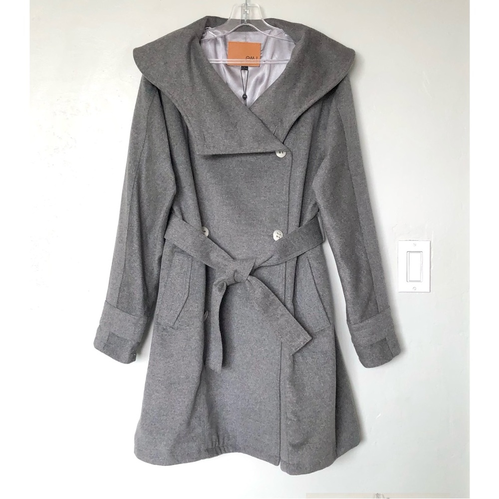 Emu Australia Grey Wool Huonville Double Breasted Belted Coat Size S